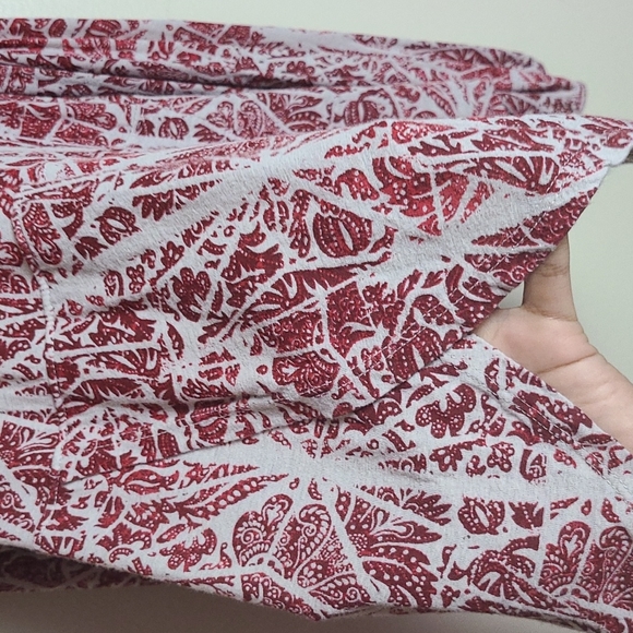 Free People "Good Morning" Beaded Cold Shoulder Red Paisley Print Top - Picture 8 of 9
